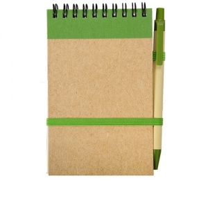 Notes eco z długopisem, zielony/beżowy