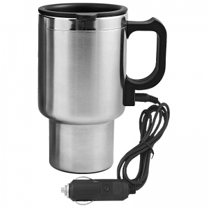 Samochodowy kubek izotermiczny z podgrzewaczem Auto Steel Mug 400 ml, srebrny/czarny