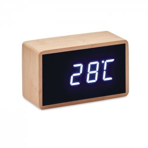 Wyświetlacz LED z budzikiem i wskaźnikiem temperatury w bambusowej obudowie, MIRI CLOCK,  MO9921-40