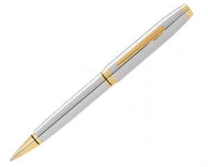 Długopis Cross Coventry chromowany, elementy w kolorze złotym z grawerem