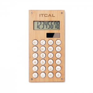 Kalkulator z bambusową obudową z logo, CALCUBAM, MO6215-40